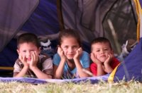 kids in tent